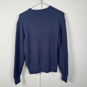 JW Anderson x Uniqlo Mens Navy Blue Ribbed Crew Neck Sweater Small